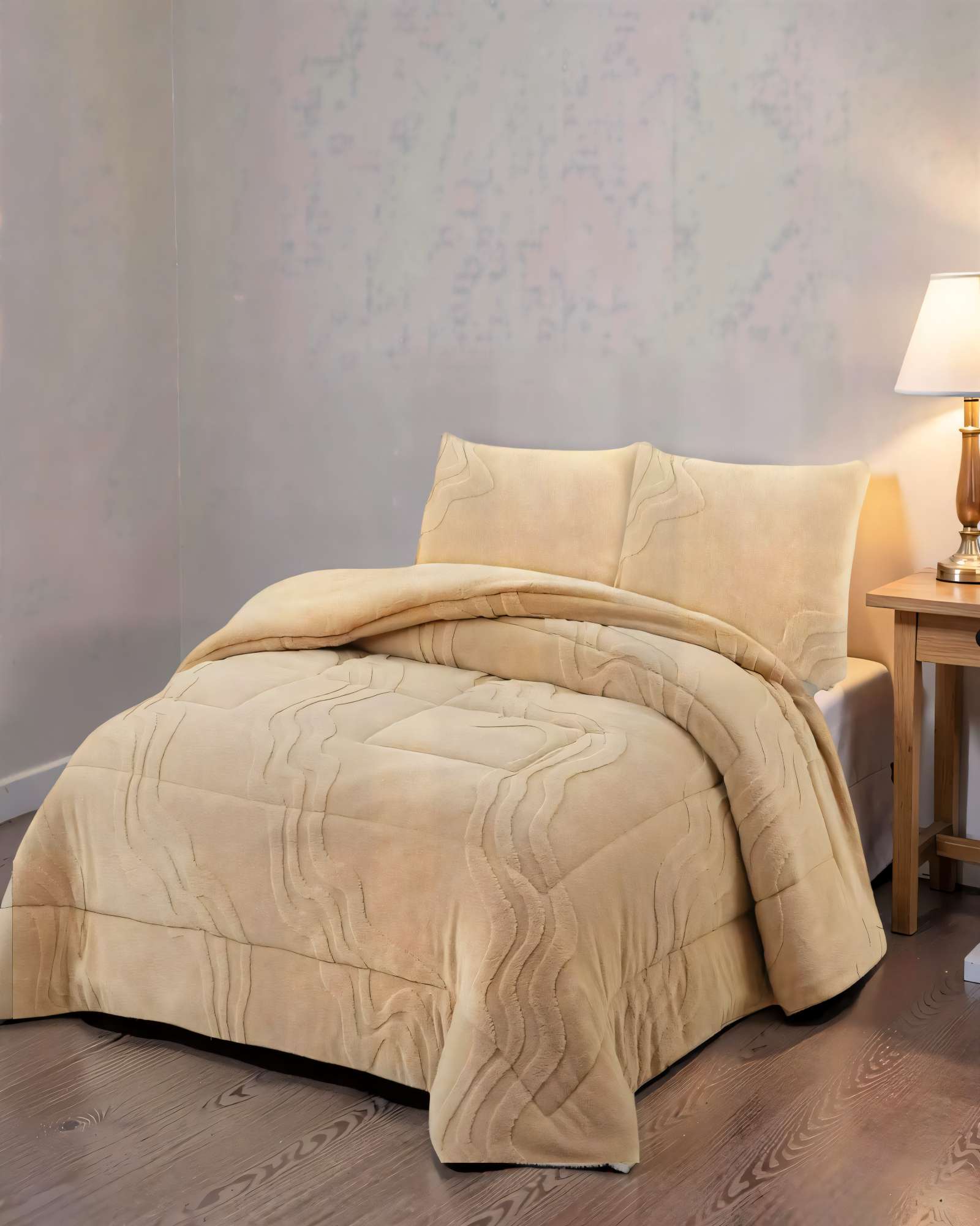CUBRECAMA DE RELIEVE PREMIUM TAMAÑO  KING COLOR BEIGE - 4