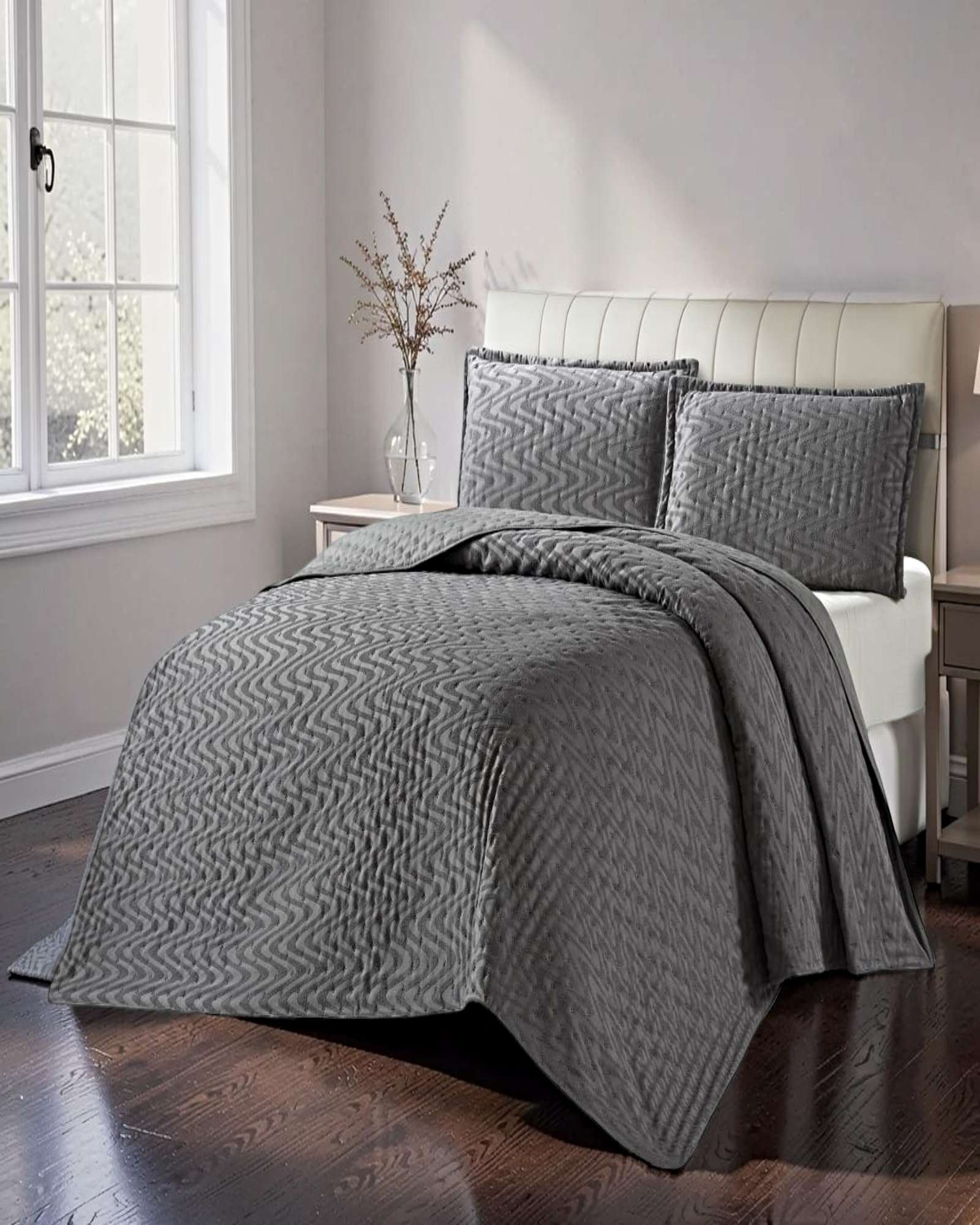 CUBRECAMA KING DELGADO SEMI ACOLCHADO 250X270 CM GRIS 01 - 3