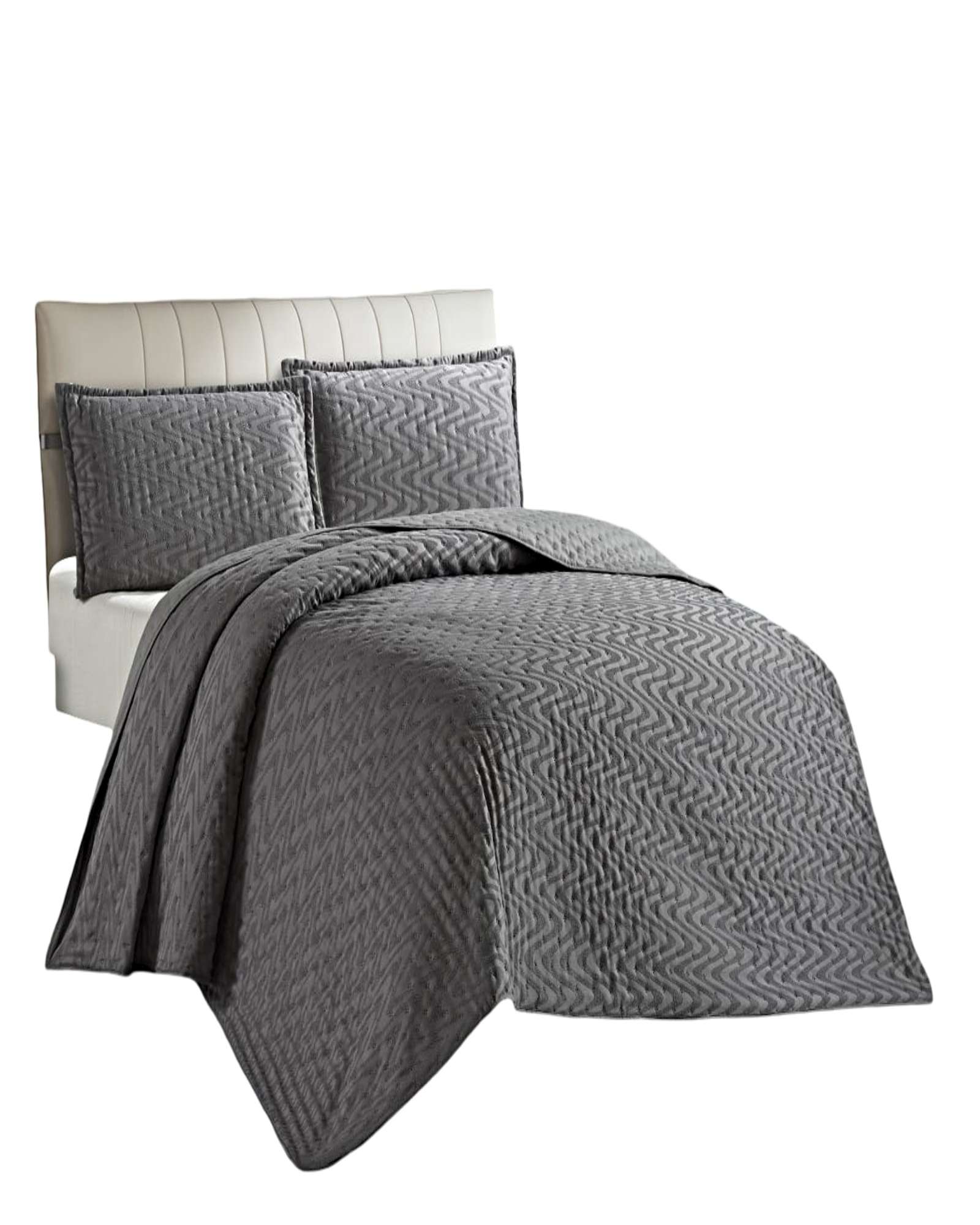 CUBRECAMA PLAZA Y MEDIA DELGADO SEMI ACOLCHADO 180X230 CM GRIS 01 - 2