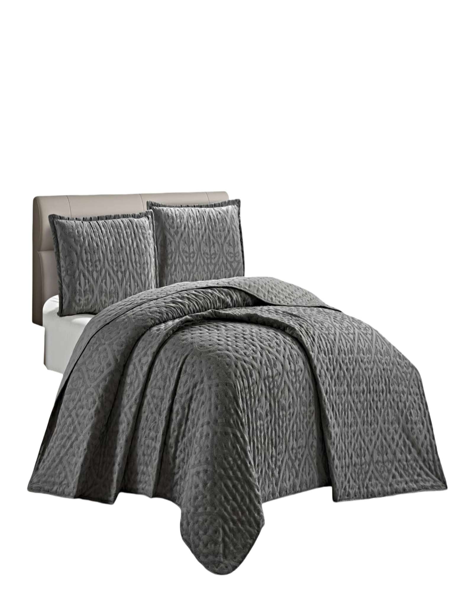 CUBRECAMA KING DELGADO SEMI ACOLCHADO 250X270 CM GRIS 02 - 2