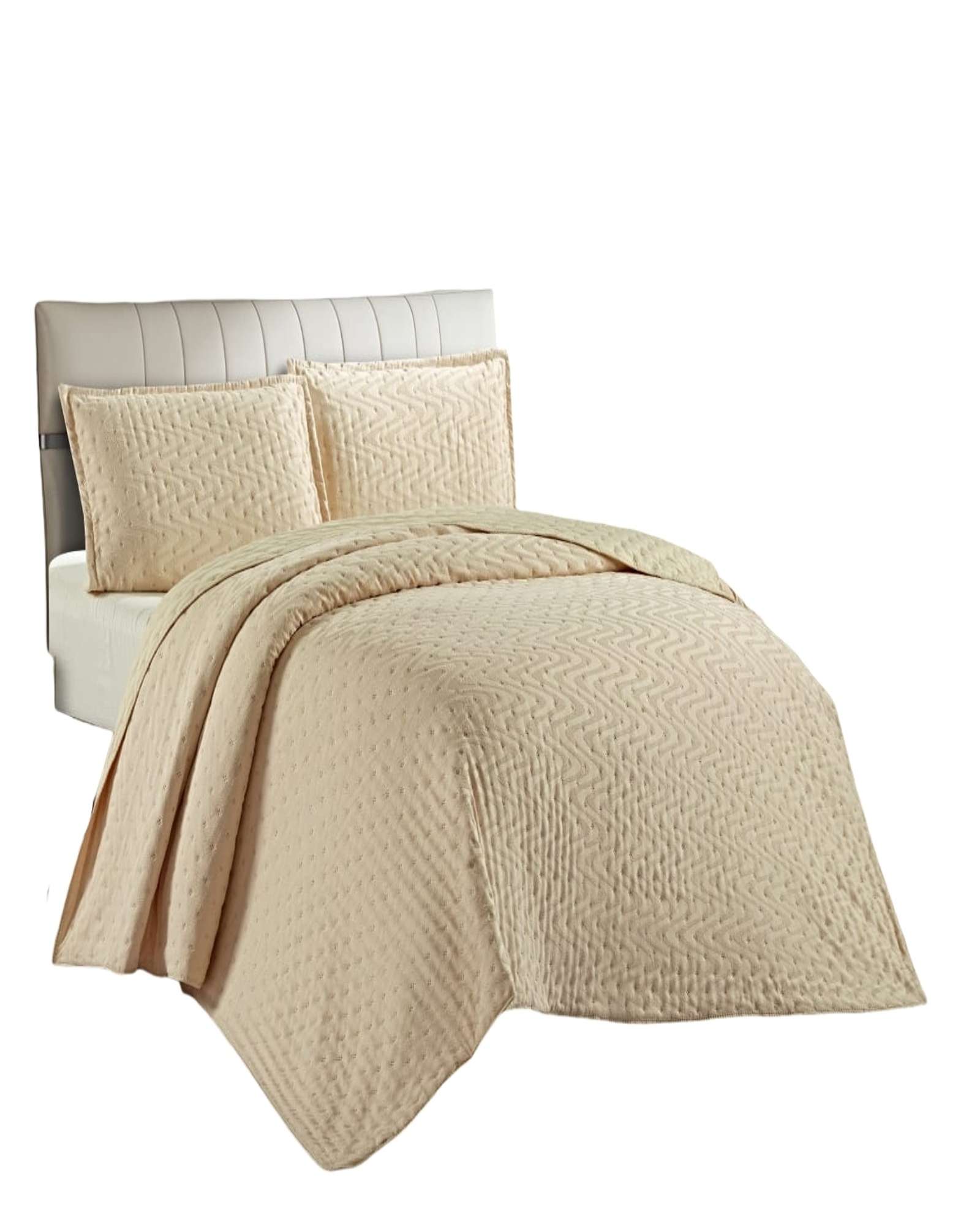 CUBRECAMA KING DELGADO SEMI ACOLCHADO 250X270 CM BEIGE 03 - 2