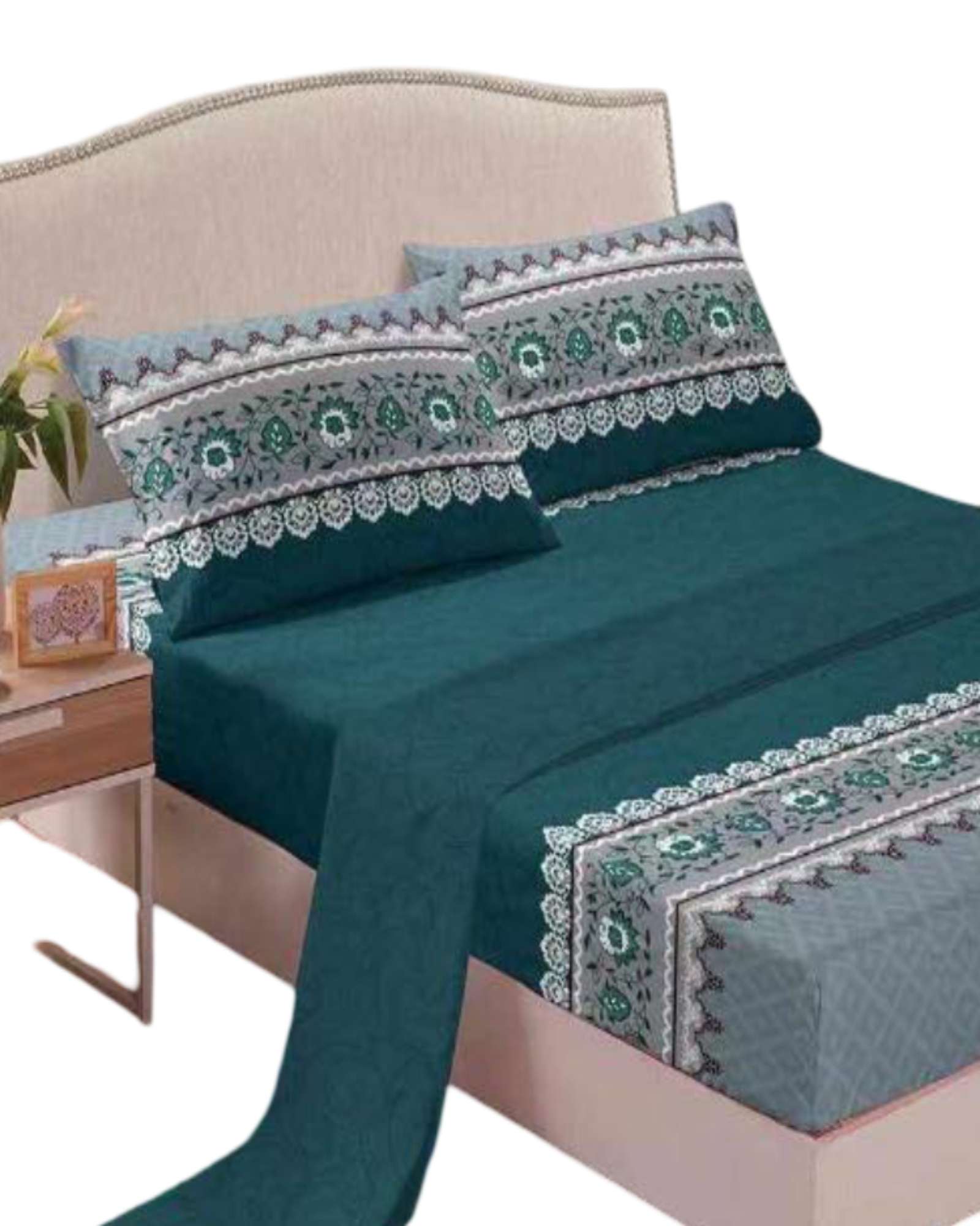 SET DE SABANAS 200 HILOS  2 PLAZAS CON DISEÑO S08 - 2