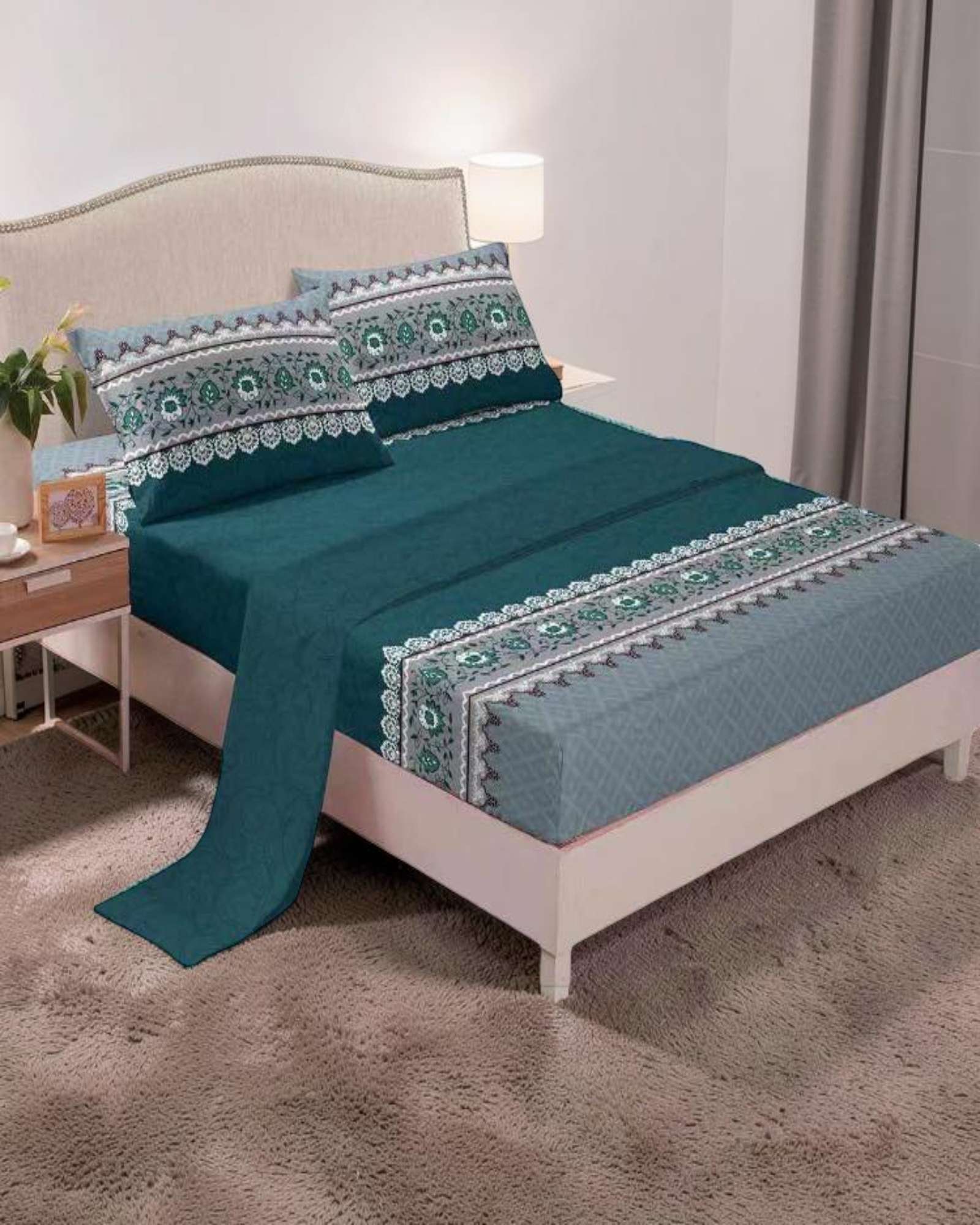 SET DE SABANAS 200 HILOS  2 PLAZAS CON DISEÑO S08 - 3