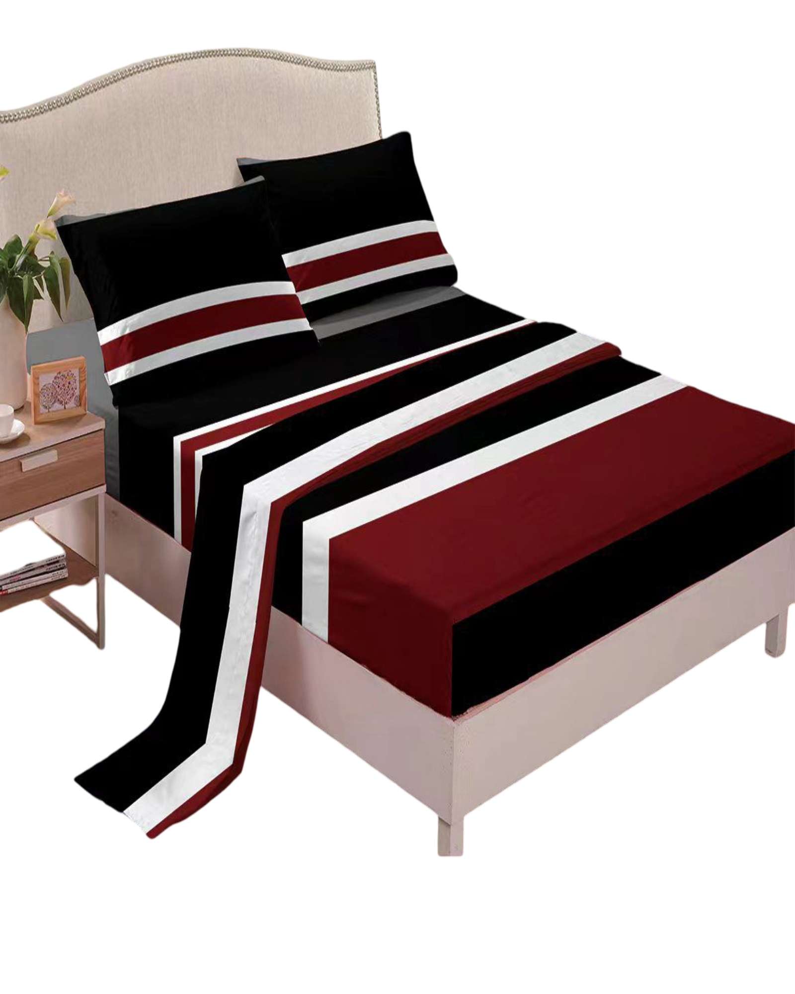 SET DE SABANAS 200 HILOS  2 PLAZAS CON DISEÑO S10 - 1