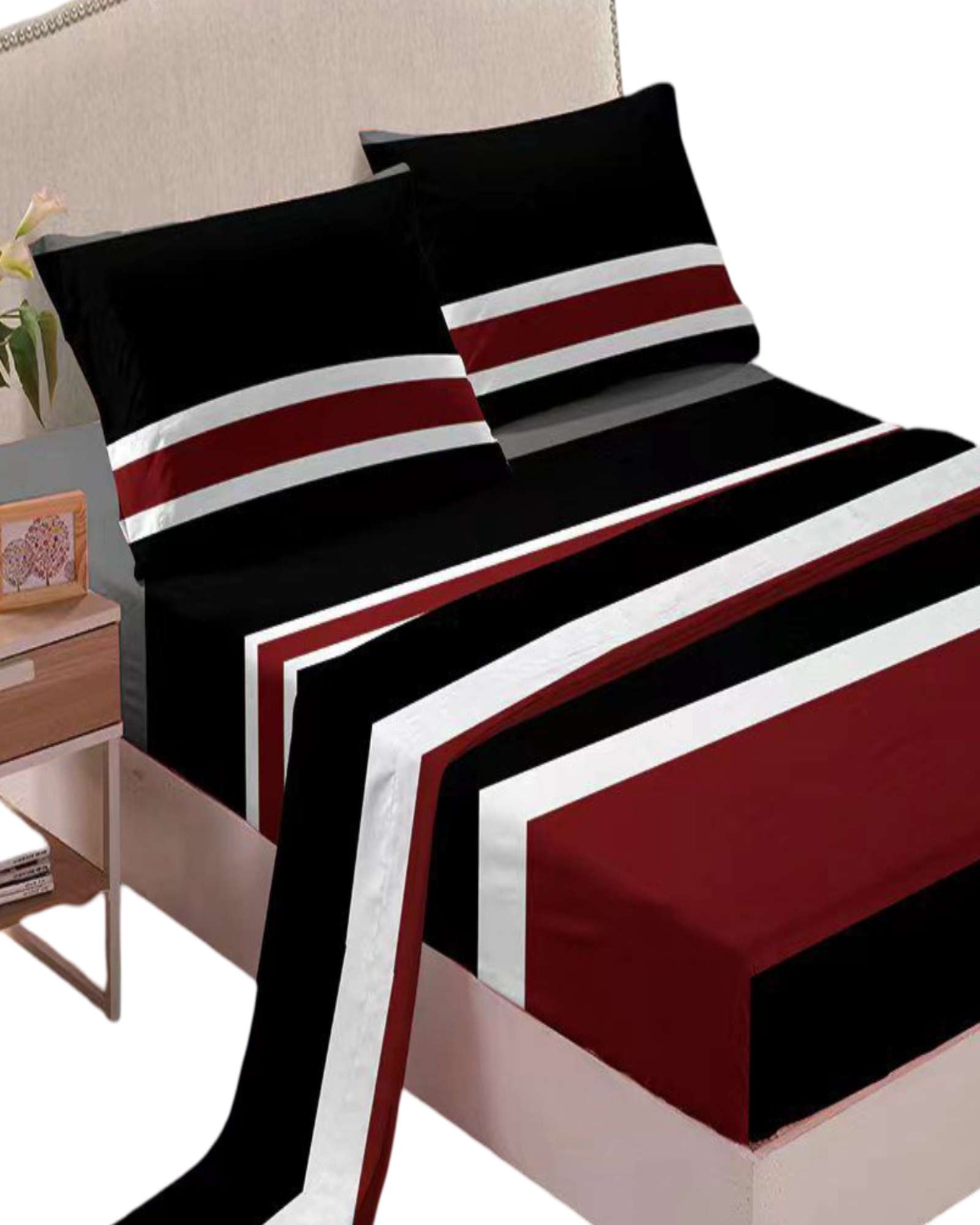 SET DE SABANAS 200 HILOS  2 PLAZAS CON DISEÑO S10 - 2
