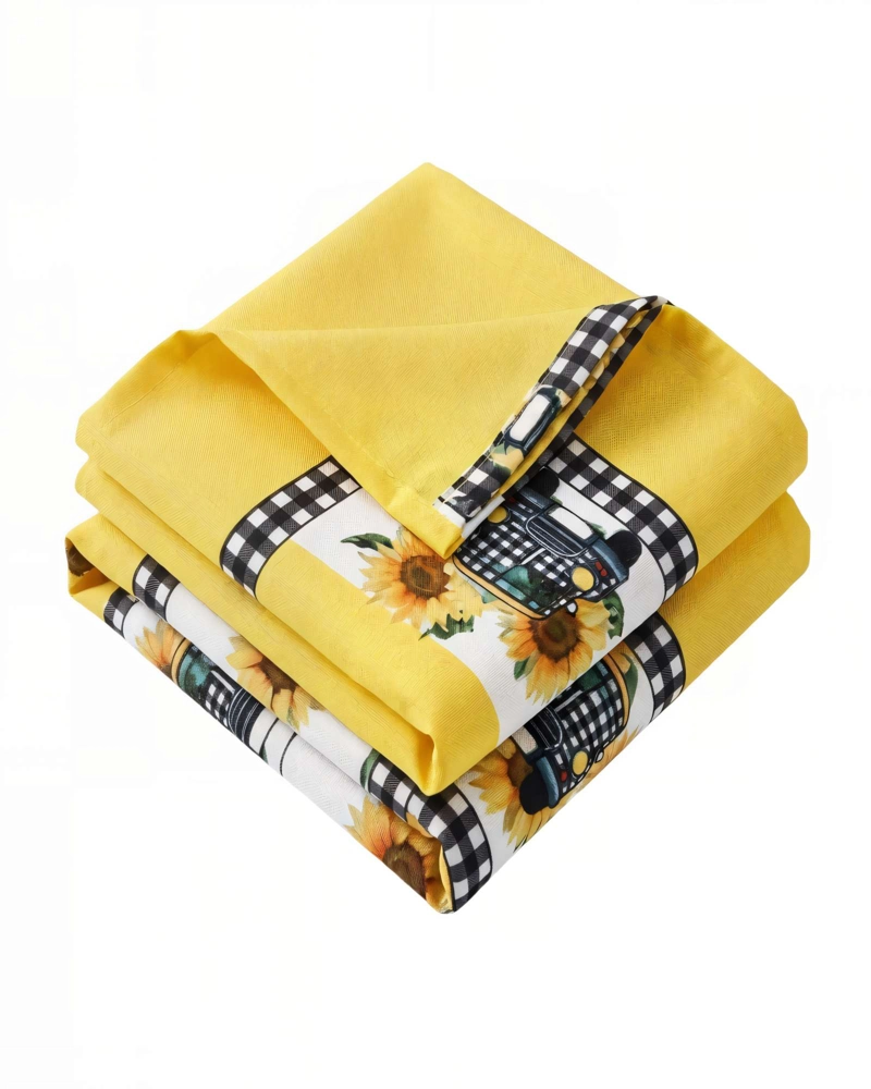JUEGO DE CORTINA 3 PIEZAS PARA COCINA CON DISEÑO COLOR AMARILLO - 2