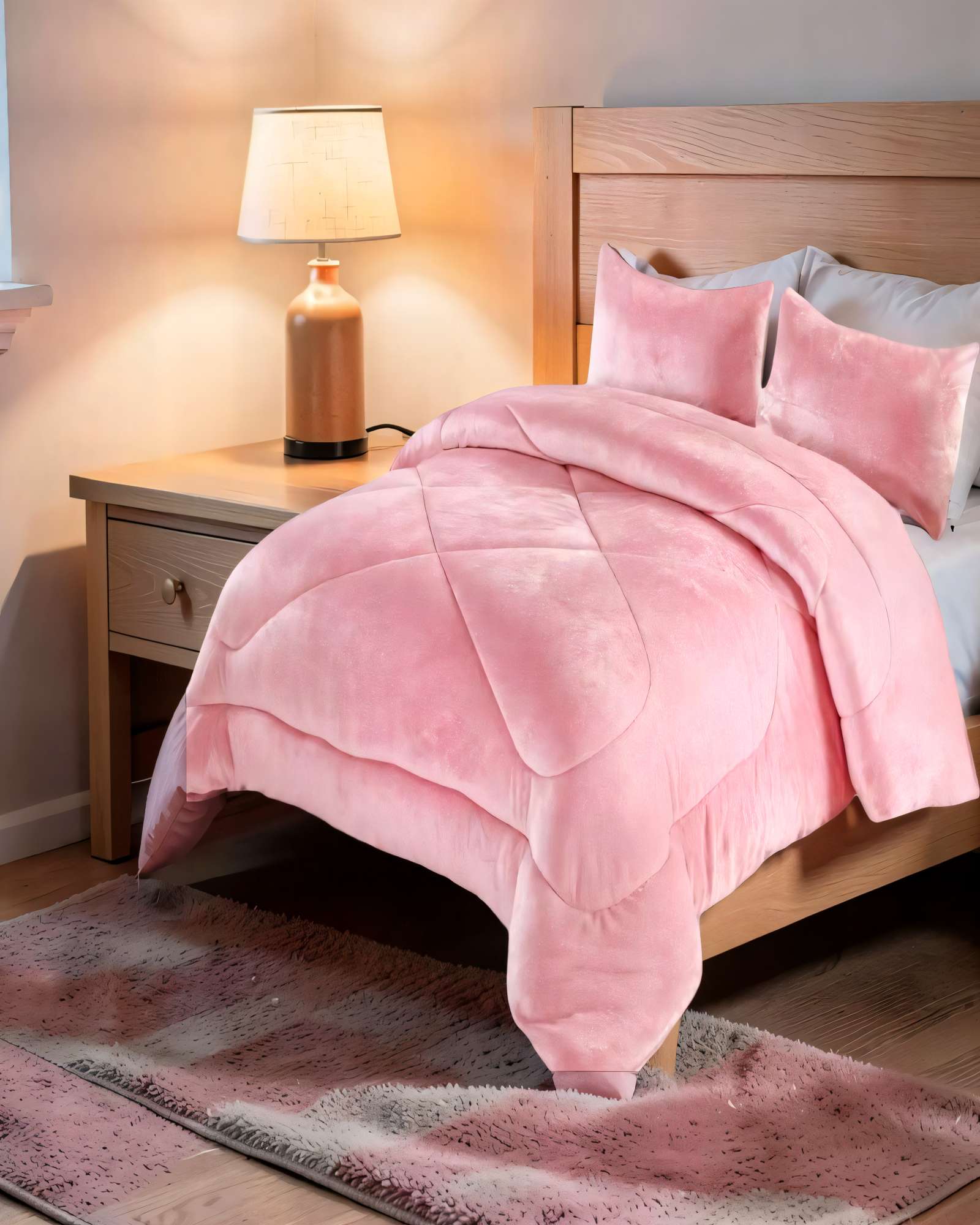 PLUMON DE INVIERNO CHIPORRO 180CMX200CM PLAZA Y MEDIA COLOR ROSADO - 4
