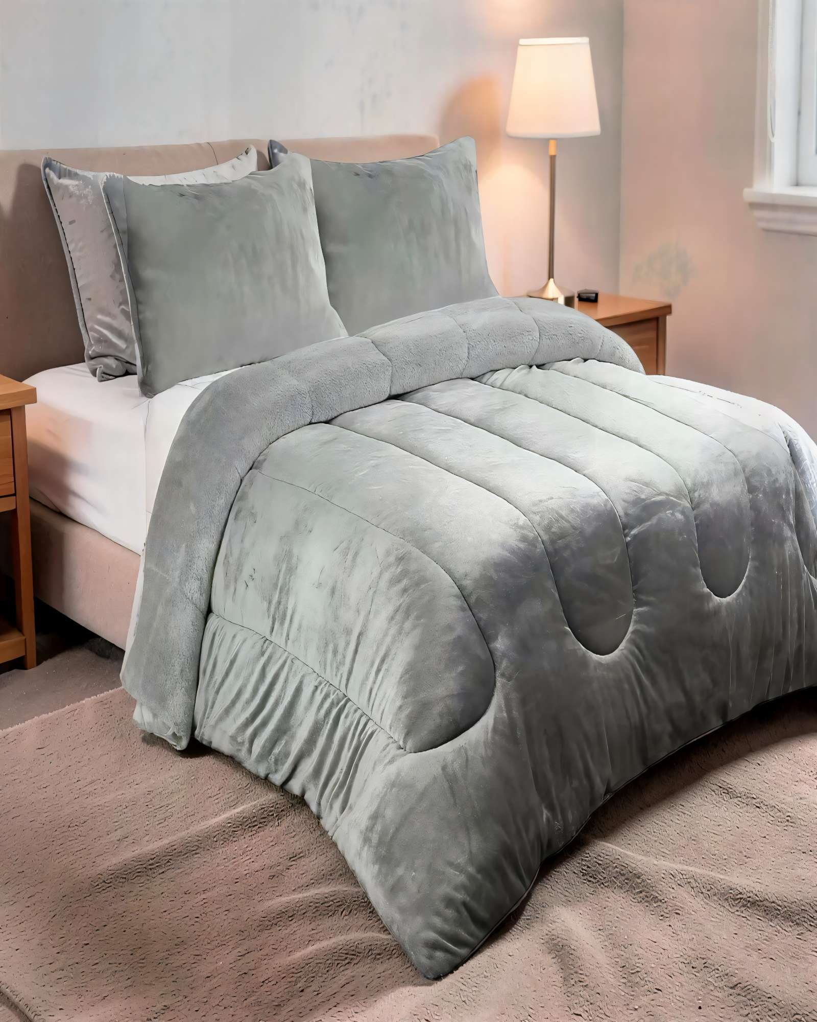 PLUMON DE INVIERNO CHIPORRO 230CMX250CM 2 PLAZA  COLOR GRIS - 3