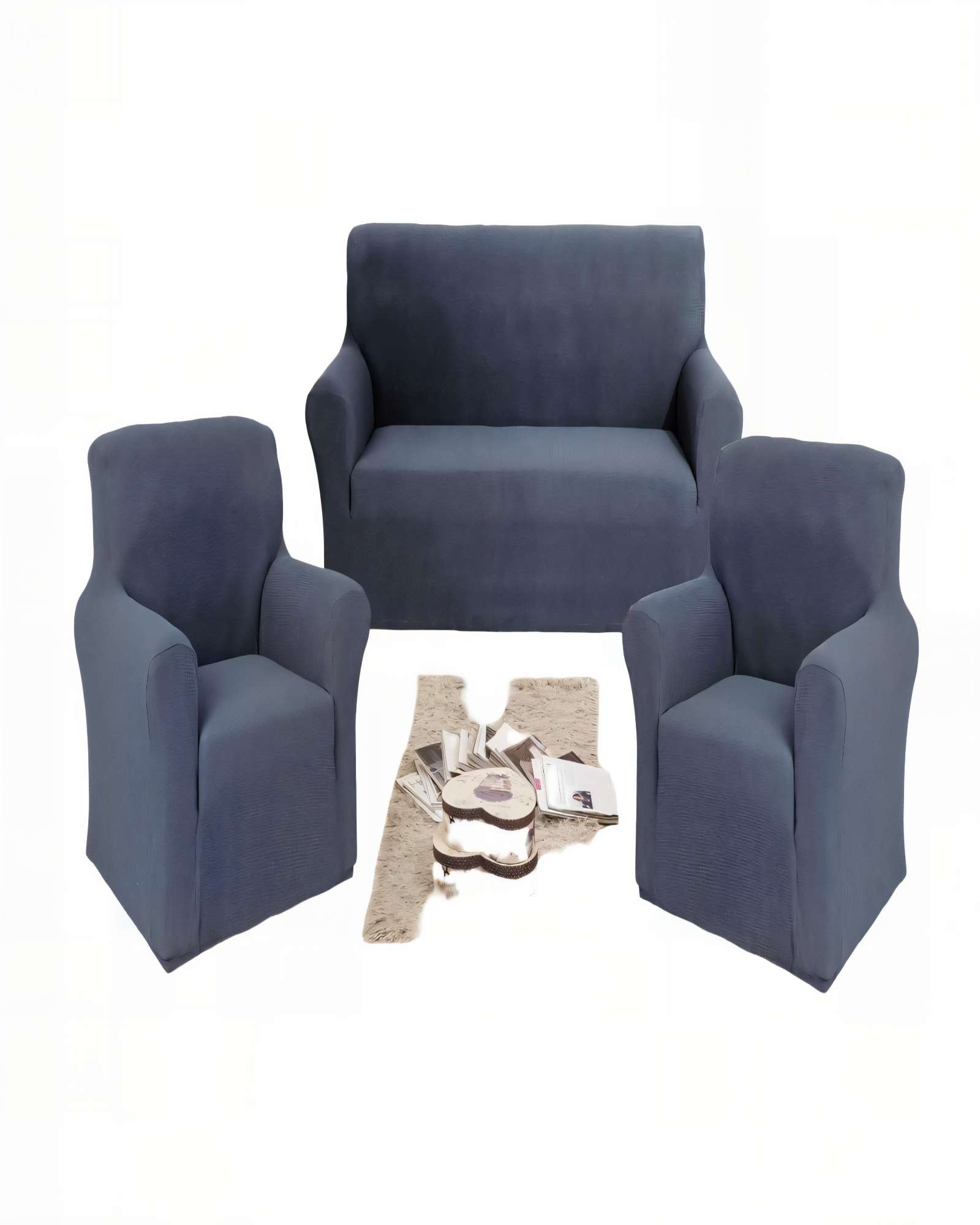 JUEGO DE FUNDAS DE SOFA CUADRILLE 3+1+1 COLOR GRIS - 2