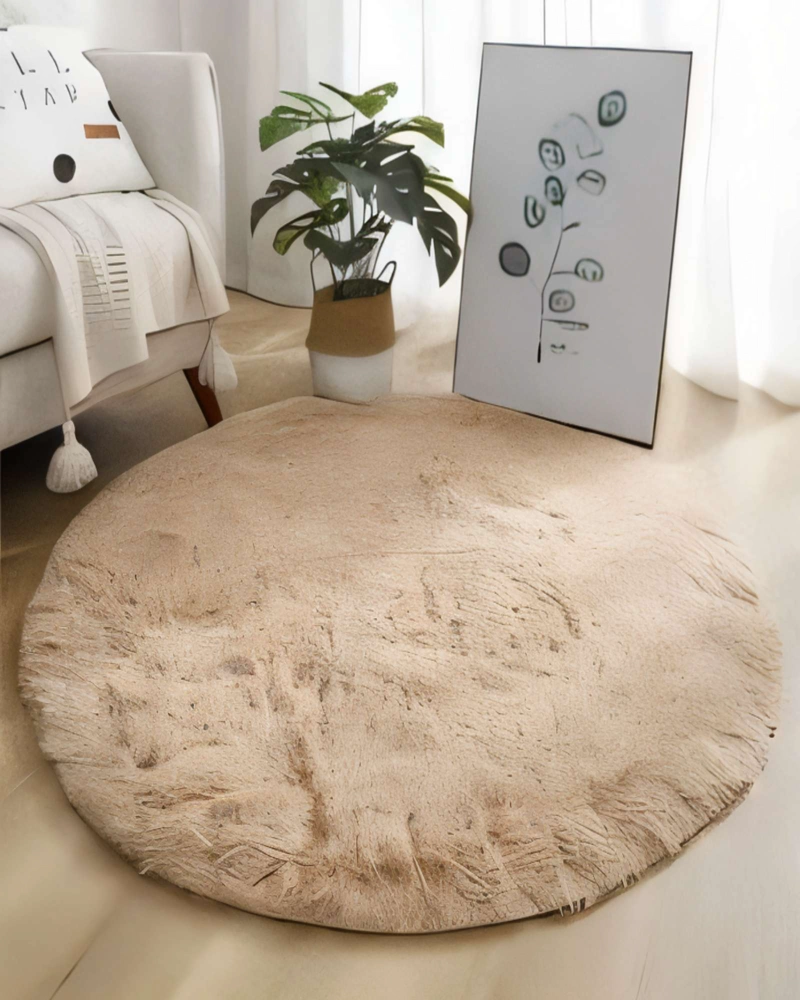 ALFOMBRA REDONDA PREMIUM   150CM X 150CM DECORATIVA COLOR BEIGE - 3