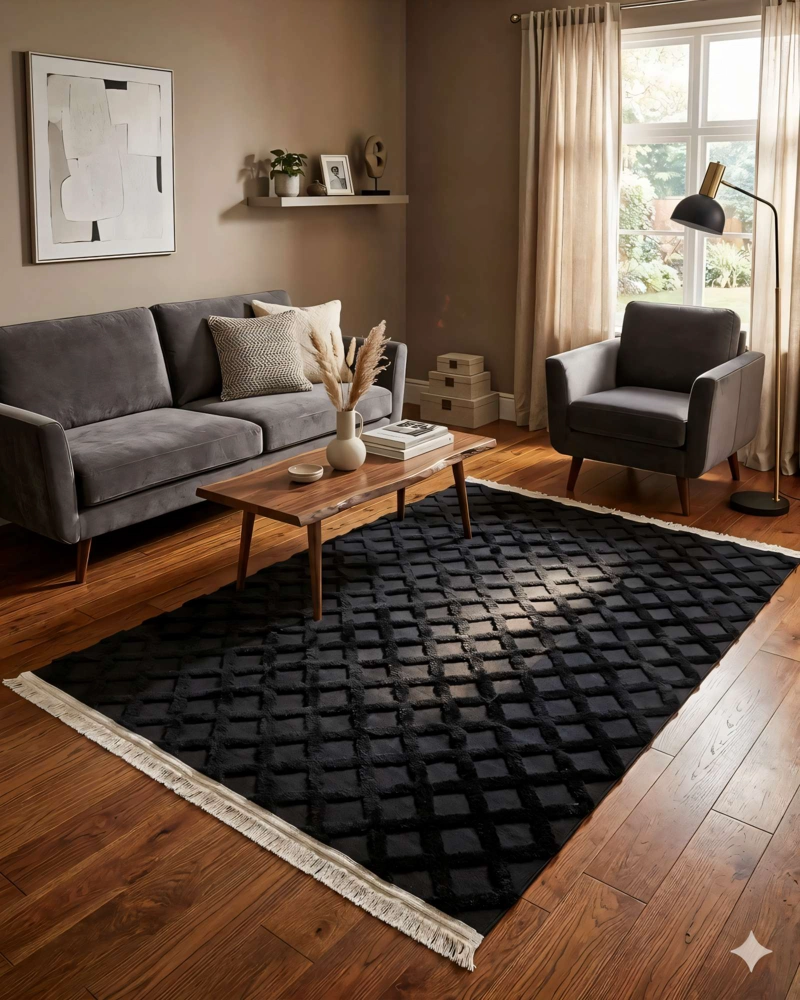 ALFOMBRA 200 X 240 DECORATIVA JACQUARDCOLOR NEGRO 3 - 3
