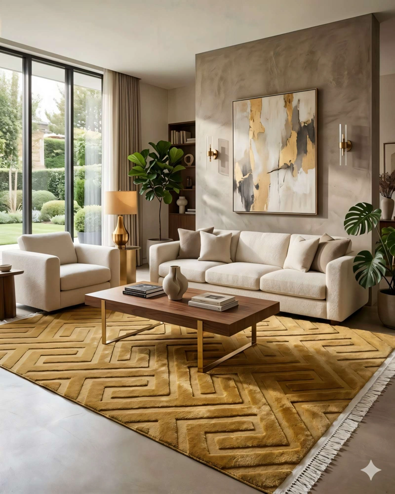 ALFOMBRA 180 X 200 DECORATIVA JACQUARDCOLOR MOSTAZA - 3