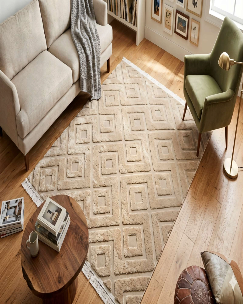 ALFOMBRA 150 X 200 DECORATIVA JACQUARDCOLOR BEIGE 3 - 4