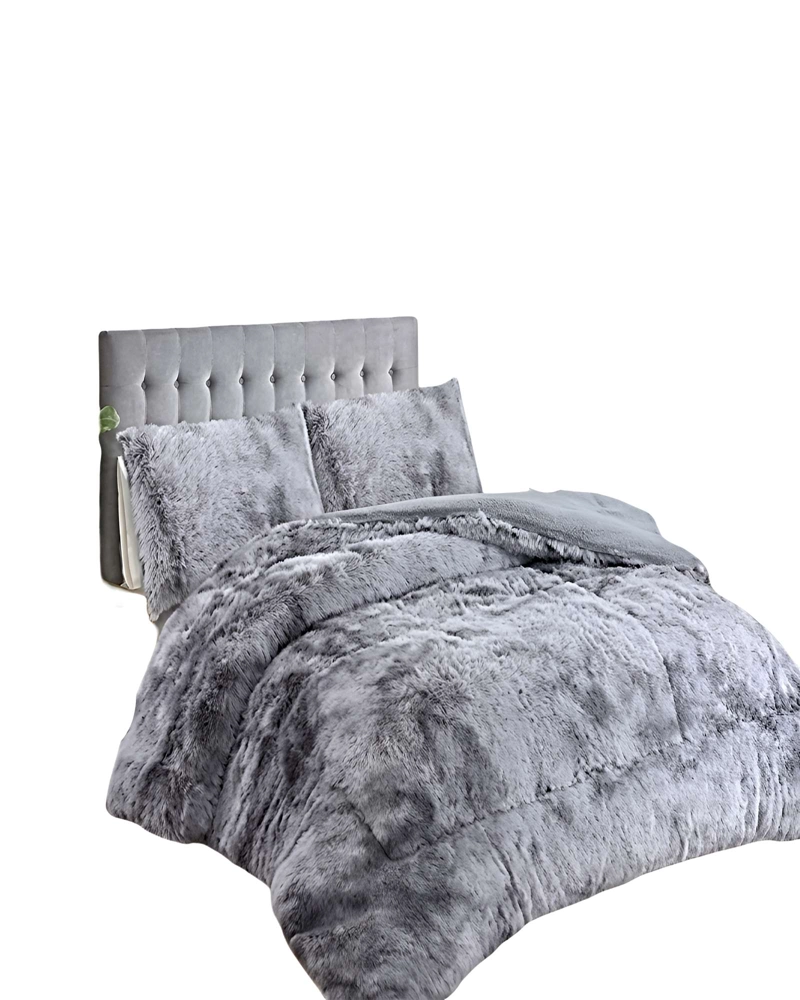 PACK COBERTOR DE INVIERNO PELUDO 2 PLAZAS 230X250CM GRIS CLARO - 1