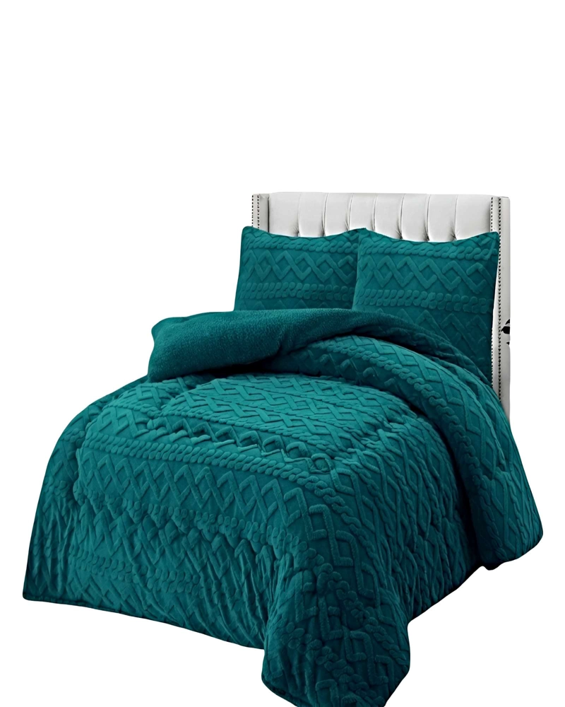 PACK COBERTOR DE INVIERNO CON TEXTURA 1.5 PLAZA 180X200CM P TURQUESA - 2