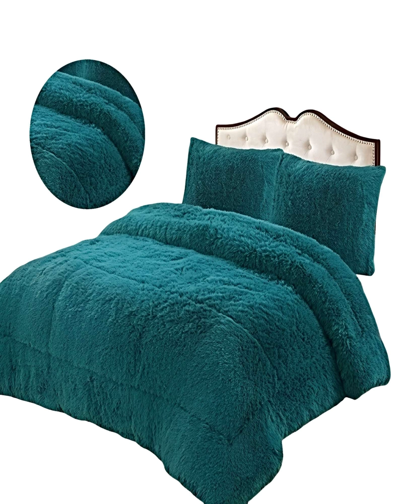 PACK COBERTOR DE INVIERNO PELUDO 2 PLAZAS 230X250CM TURQUESA - 2
