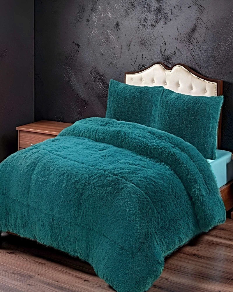 PACK COBERTOR DE INVIERNO PELUDO 2 PLAZAS 230X250CM TURQUESA - 4