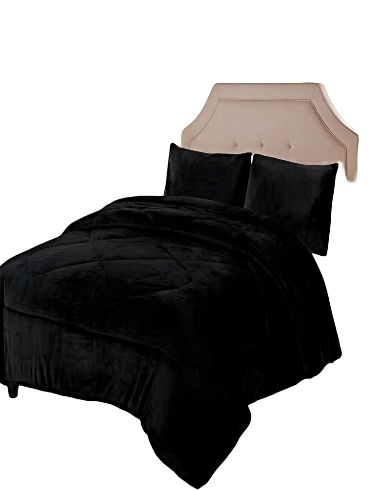 PACK COBERTOR DE INVIERNO PLUSH 2 PLAZAS 230X250CM  NEGRO 1 - 2