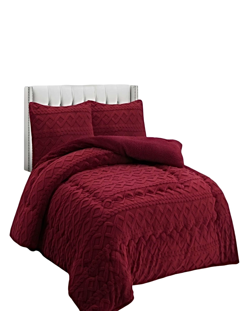 PACK COBERTOR DE INVIERNO CON TEXTURA KING 250X270CM BURDEO - 1
