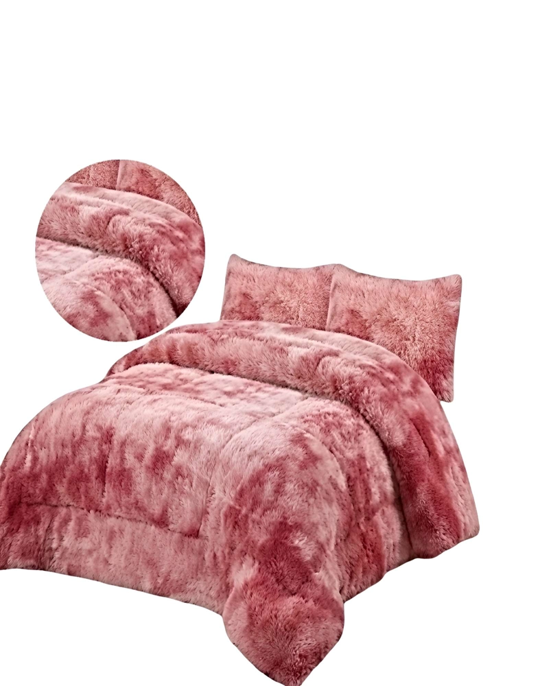 PACK COBERTOR DE INVIERNO PELUDO 2 PLAZAS 230X250CM ROSA - 2