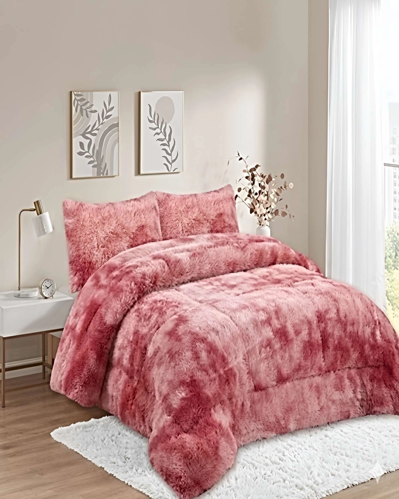 PACK COBERTOR DE INVIERNO PELUDO 2 PLAZAS 230X250CM ROSA - 3