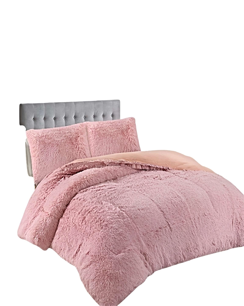 PACK COBERTOR DE INVIERNO PELUDO 2 PLAZAS 230X250CM ROSA 2 - 1
