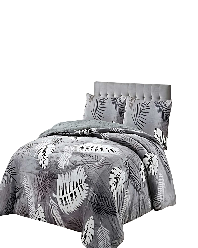 PACK COBERTOR DE INVIERNO PLUSH 1.5 PLAZA 180X200CM GRIS CLARO 1 - 2