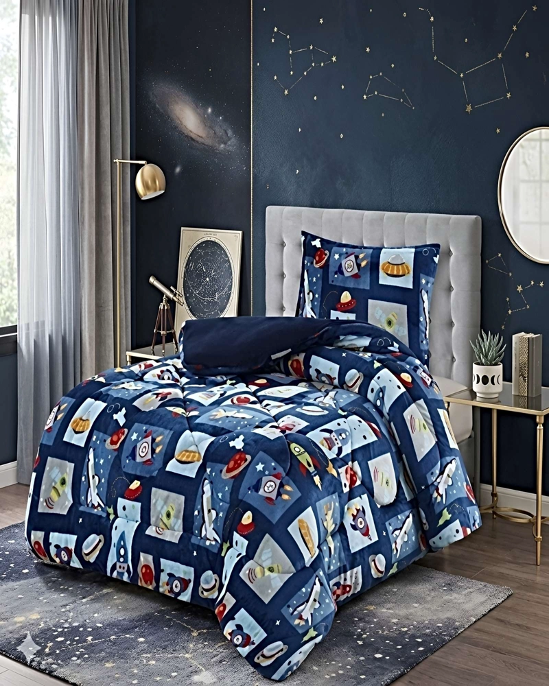 PACK COBERTOR DE INVIERNO PLUSH 1.5 PLAZA 180X200CM AZUL 2 - 3