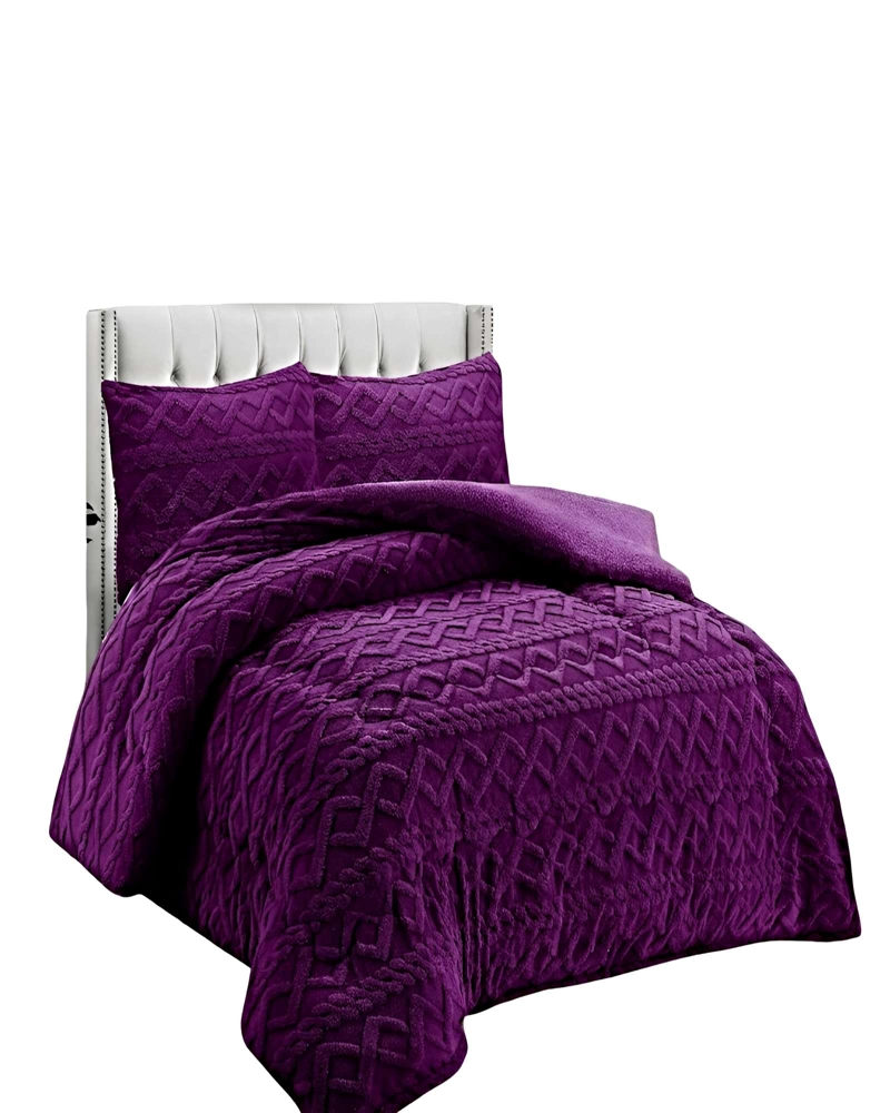 PACK COBERTOR DE INVIERNO CON TEXTURA KING 250X270CM VIOLETA - 1