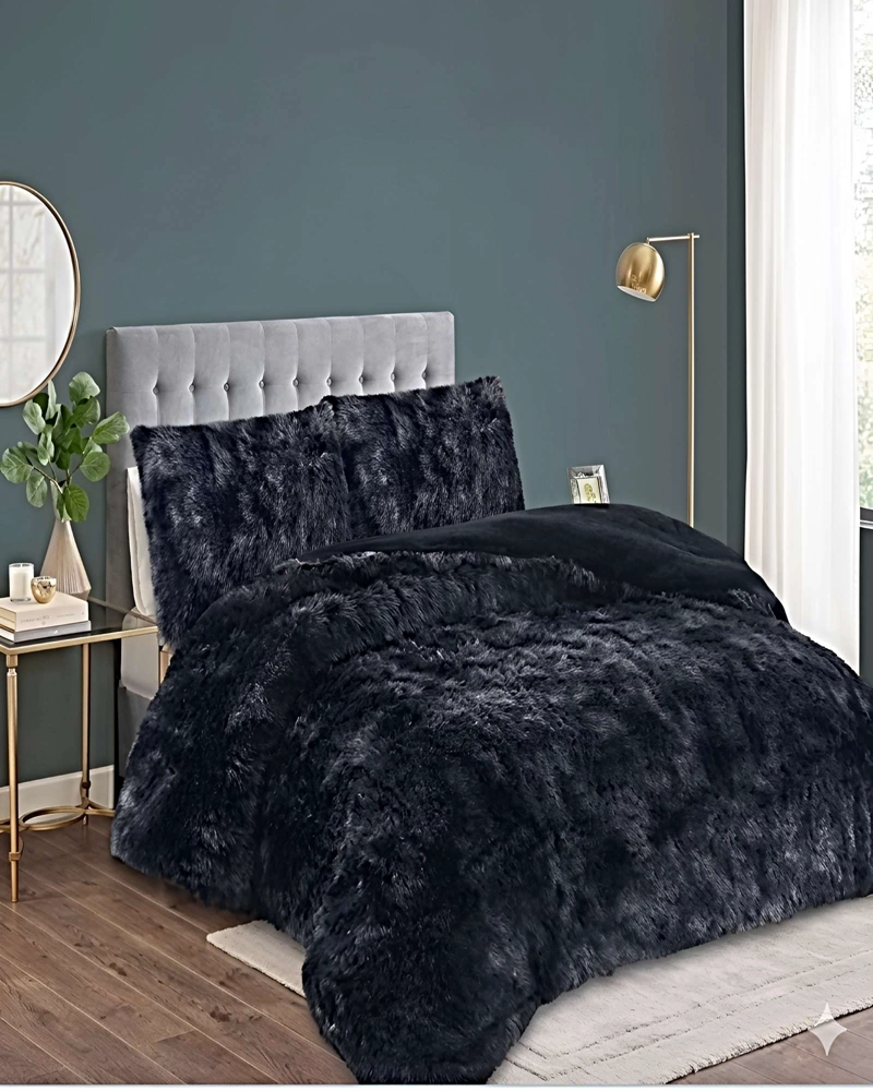 PACK COBERTOR DE INVIERNO PELUDO 2 PLAZAS 230X250CM NEGRO - 4