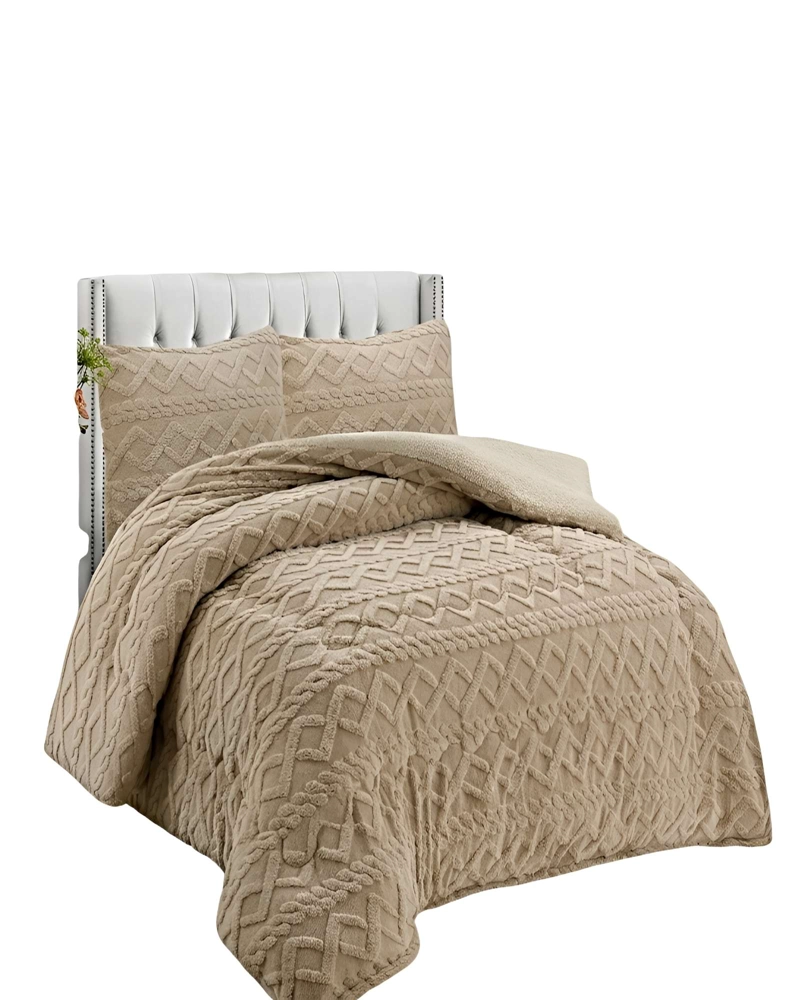 PACK COBERTOR DE INVIERNO CON TEXTURA 1.5 PLAZA 180X200CM P CAFE  C - 1