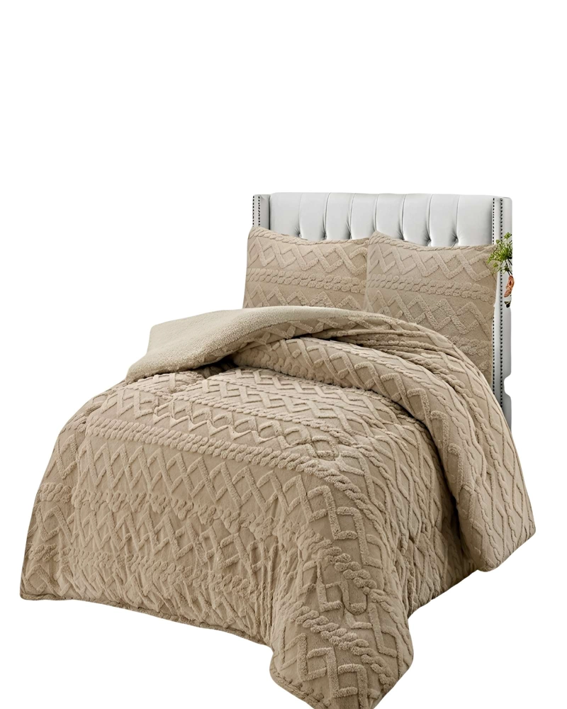 PACK COBERTOR DE INVIERNO CON TEXTURA 1.5 PLAZA 180X200CM P CAFE  C - 2