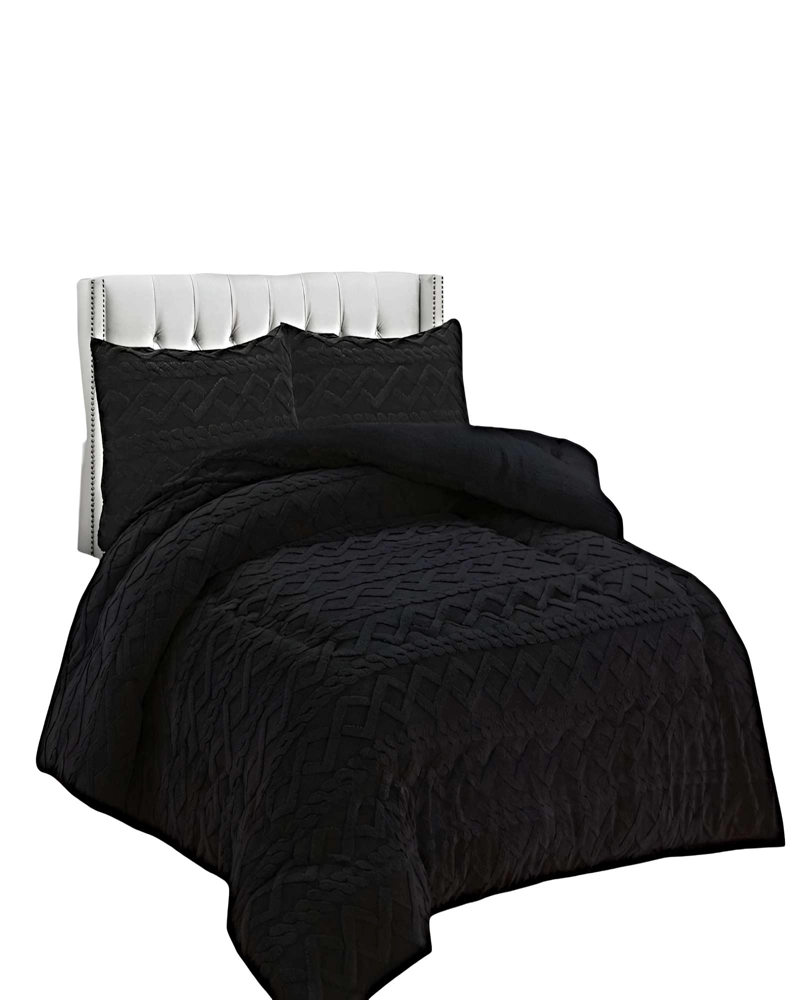 PACK COBERTOR DE INVIERNO CON TEXTURA 1.5 PLAZA 180X200CM P NEGRO - 1