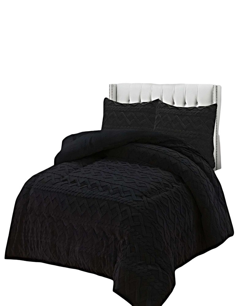 PACK COBERTOR DE INVIERNO CON TEXTURA 1.5 PLAZA 180X200CM P NEGRO - 2
