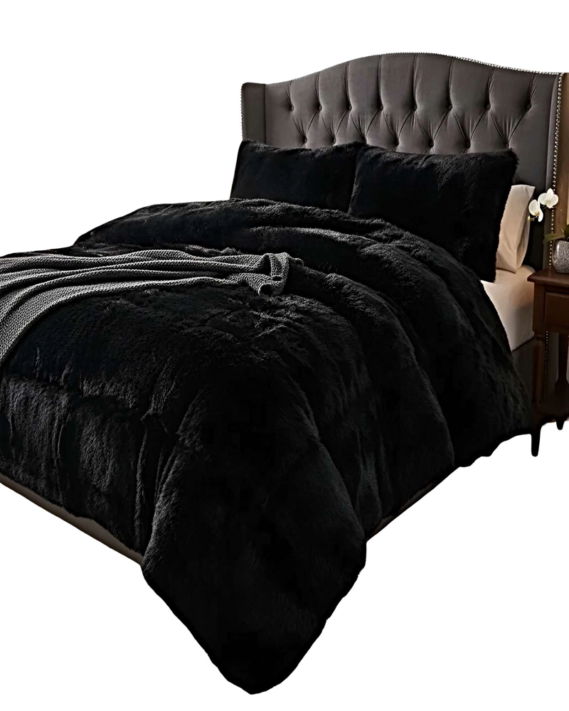 PACK COBERTOR DE INVIERNO PELUDO KING 250X270CM NEGRO - 1
