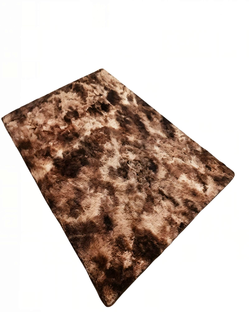 ALFOMBRA TEXTURA PELUDA  200X240   COLOR MARRON CON BLANCO - 1