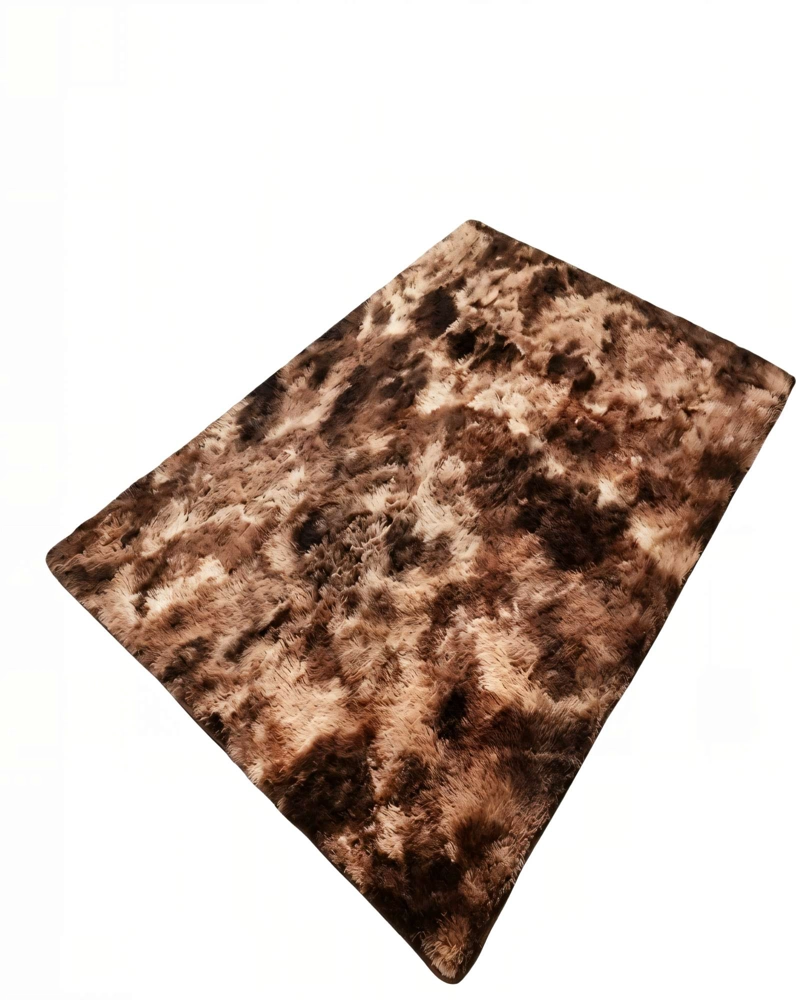 ALFOMBRA TEXTURA PELUDA  200X240   COLOR MARRON CON BLANCO - 2