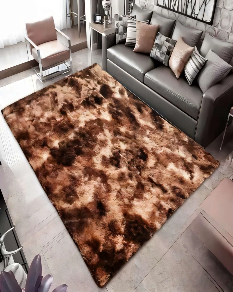 ALFOMBRA TEXTURA PELUDA  200X240   COLOR MARRON CON BLANCO - 3