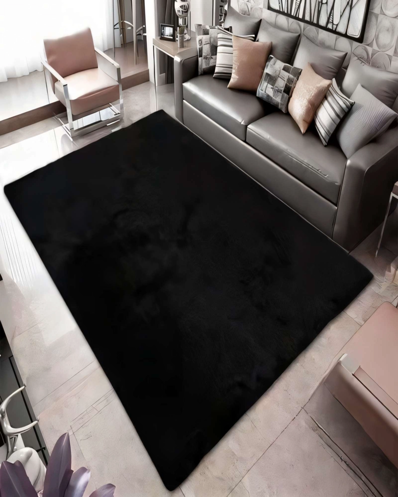 ALFOMBRA TEXTURA PELUDA  180X200  COLOR NEGRO - 3