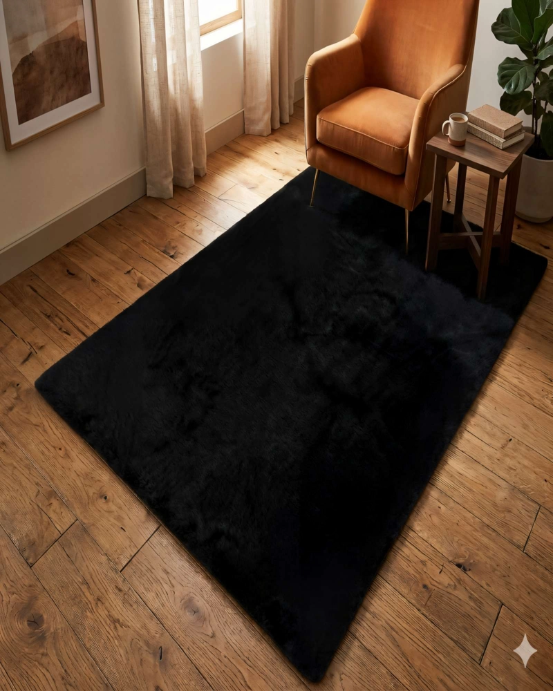 ALFOMBRA TEXTURA PELUDA  180X200  COLOR NEGRO - 4