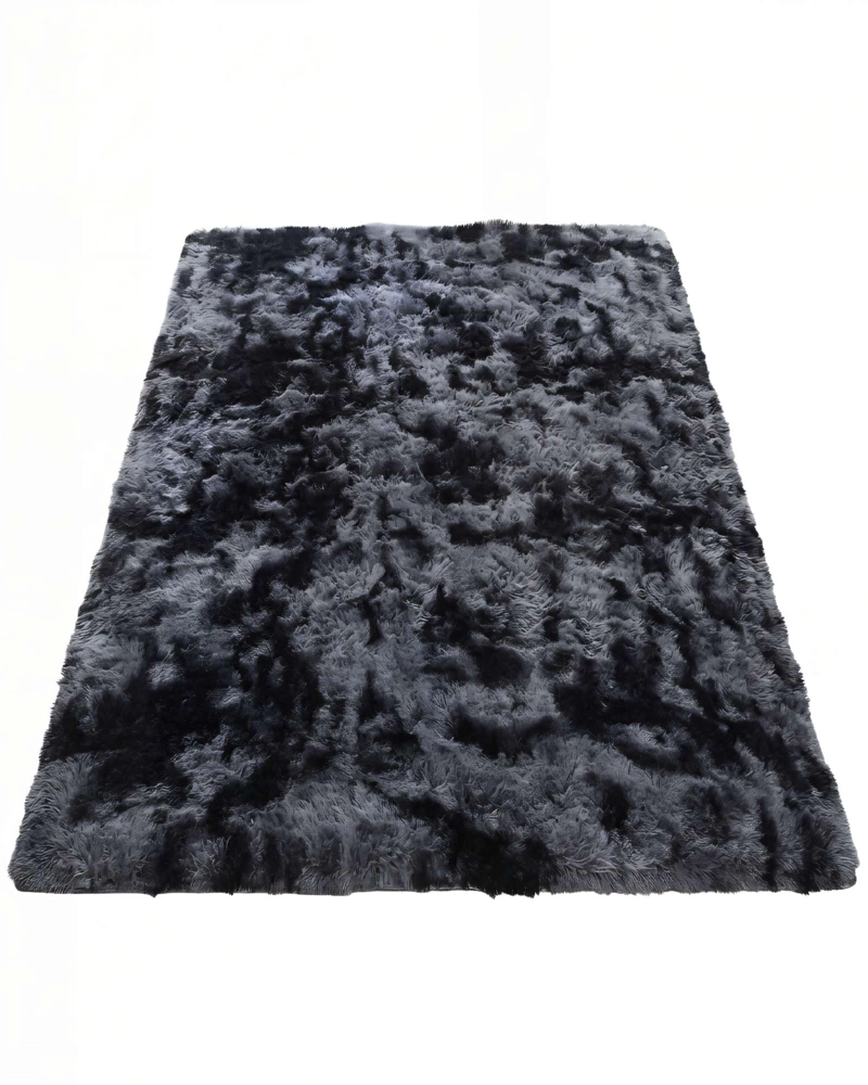 ALFOMBRA TEXTURA PELUDA  200X240   COLOR NEGRO CON GRIS - 1