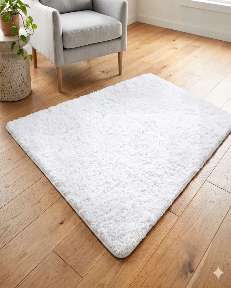 ALFOMBRA TEXTURA PELUDA  180X200  COLOR BLANCO - 4