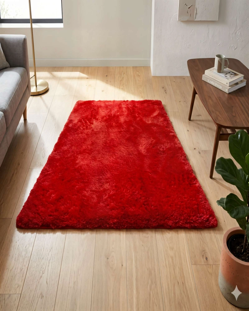 ALFOMBRA TEXTURA PELUDA  200X240   COLOR ROJO - 4