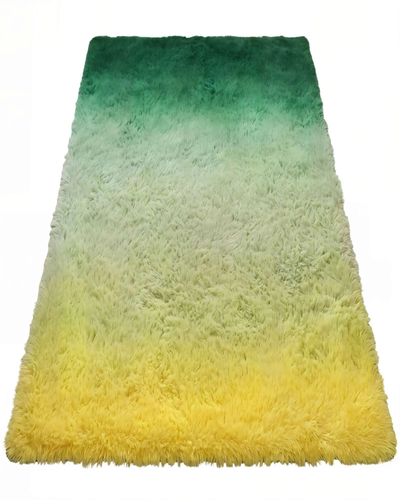 ALFOMBRA TEXTURA PELUDA  200X240   COLOR AMARILLO CON VERDE - 1