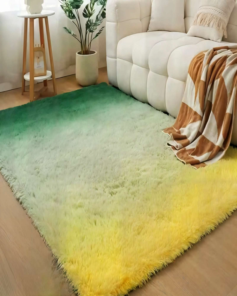 ALFOMBRA TEXTURA PELUDA  200X240   COLOR AMARILLO CON VERDE - 3