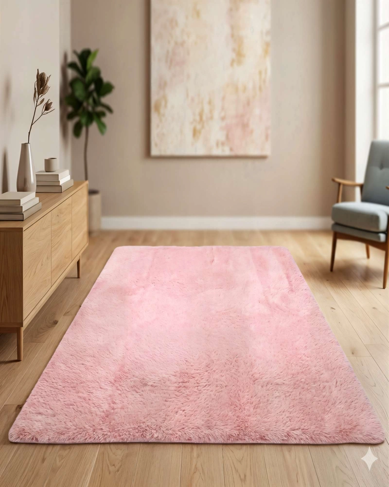 ALFOMBRA TEXTURA PELUDA  200X300  COLOR ROSADO - 4