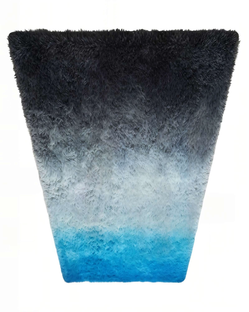 ALFOMBRA TEXTURA PELUDA  200X240   COLOR NEGRO CON AZUL Y BLANCO - 2