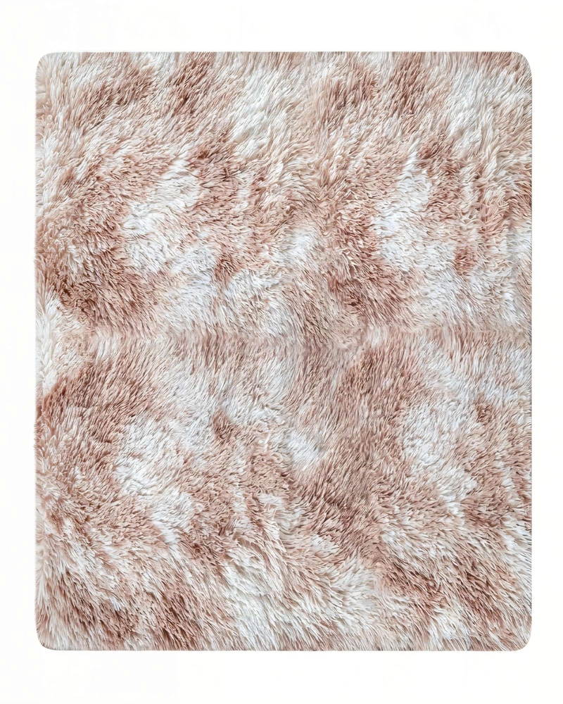 ALFOMBRA TEXTURA PELUDA  200X240   COLOR BEIGE CON BLANCO - 1