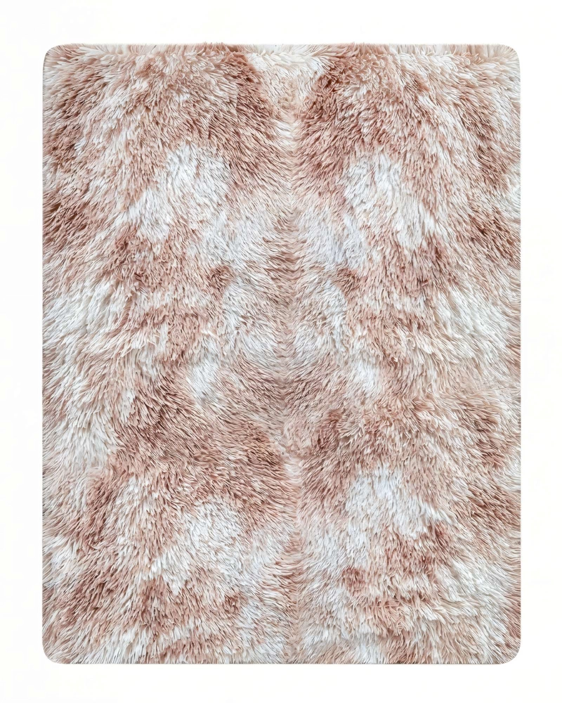 ALFOMBRA TEXTURA PELUDA  200X240   COLOR BEIGE CON BLANCO - 2