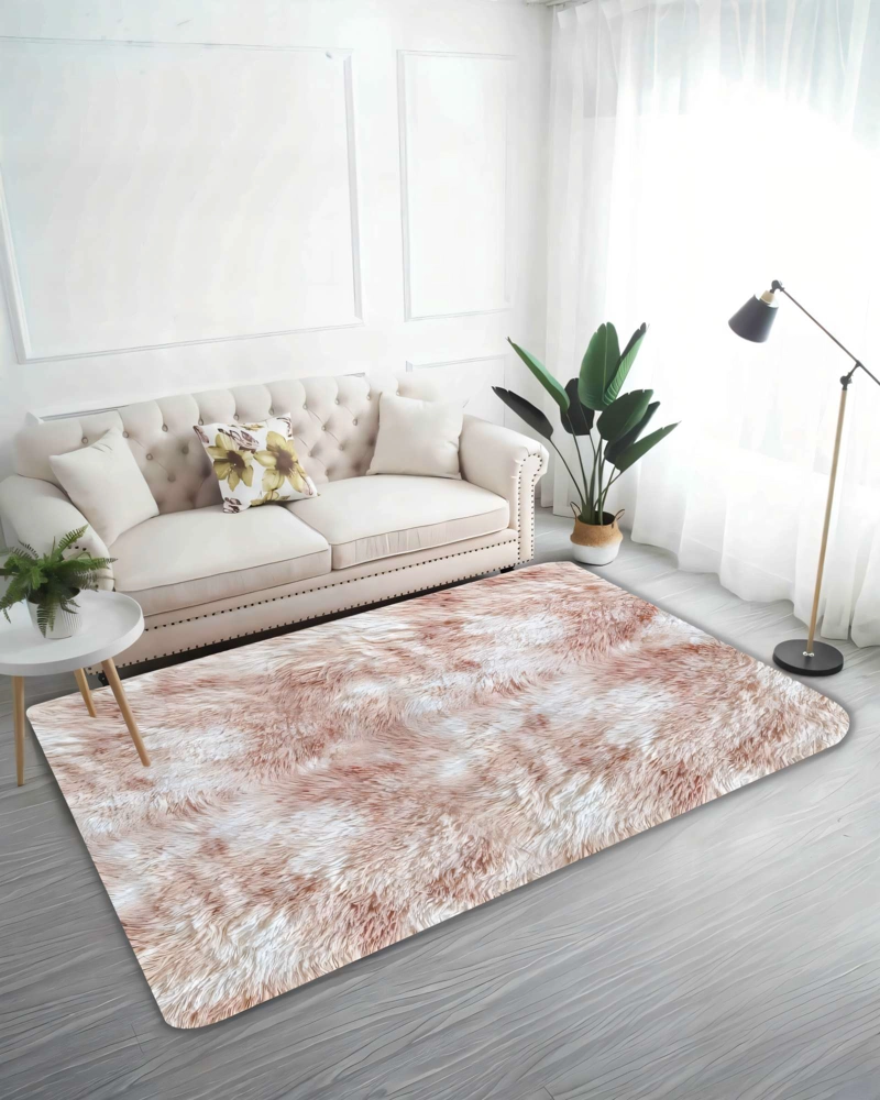 ALFOMBRA TEXTURA PELUDA  200X240   COLOR BEIGE CON BLANCO - 3